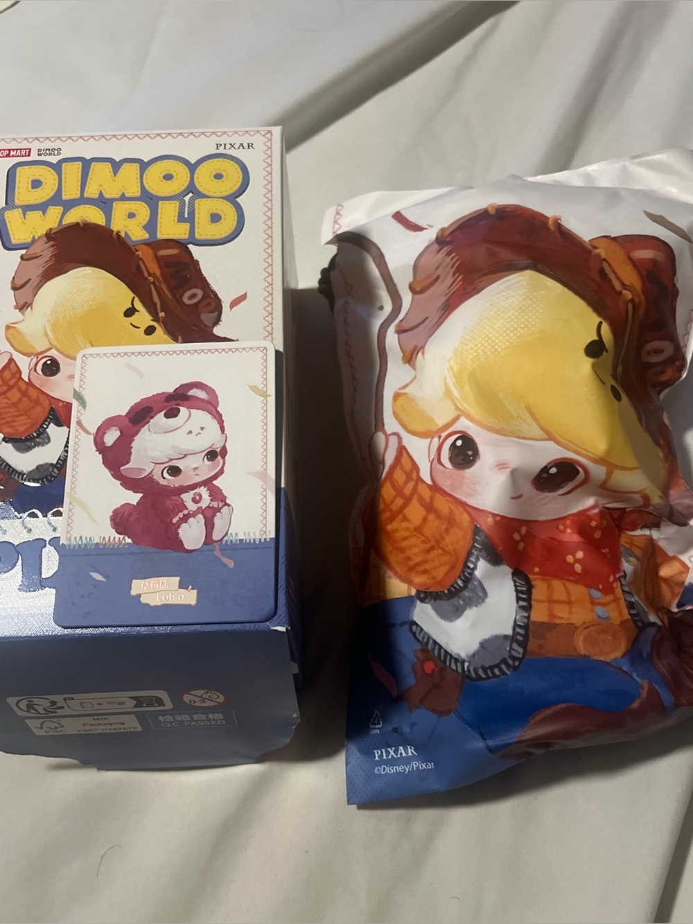 POP Mart Dimoo Pixar Lotso Bear series plush doll pendant